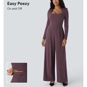 HALARA NWOT SOZE L Long Sleeve Pocket Wide Leg Jumpsuit-Easy Peezy